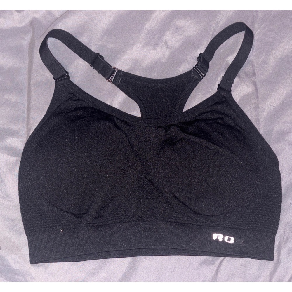 RBX Women's Black Medium Impact Lightly Padded Racerback Sports Bra, Small